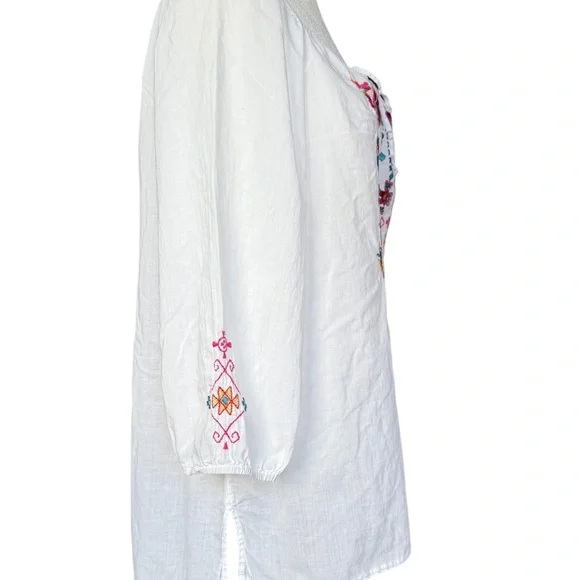 Johnny Was 3J Workshop White Embroidered  Blouse‎ Sz XS - Picture 5 of 11